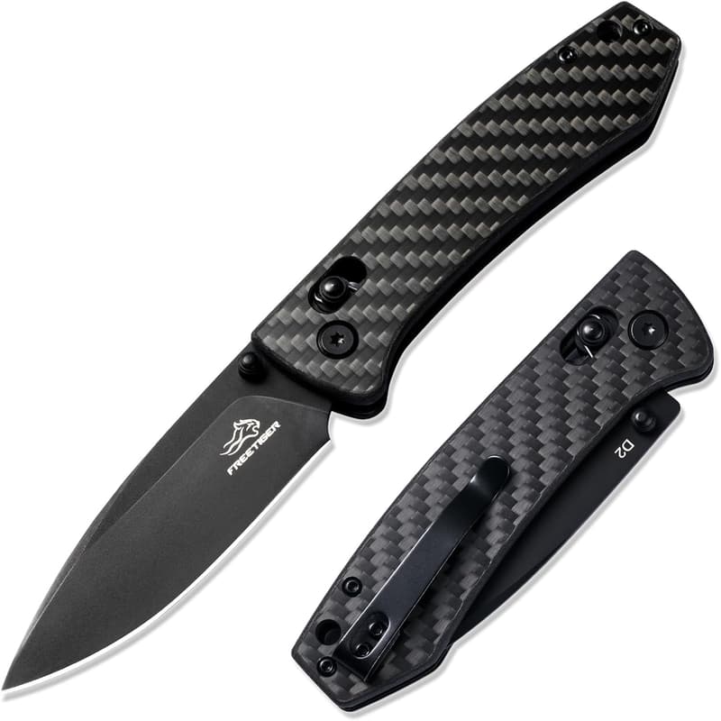 EDC D2 Folding Pocket Knife with Carbon Fiber Handle
