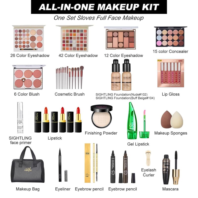 Travel Makeup Kit for Women - Complete Essential Bundle