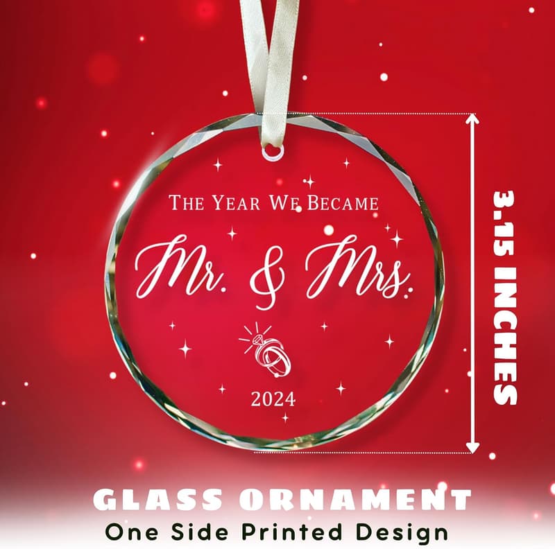 2024 Wedding Gifts - Mr & Mrs Glass Ornament for Couples