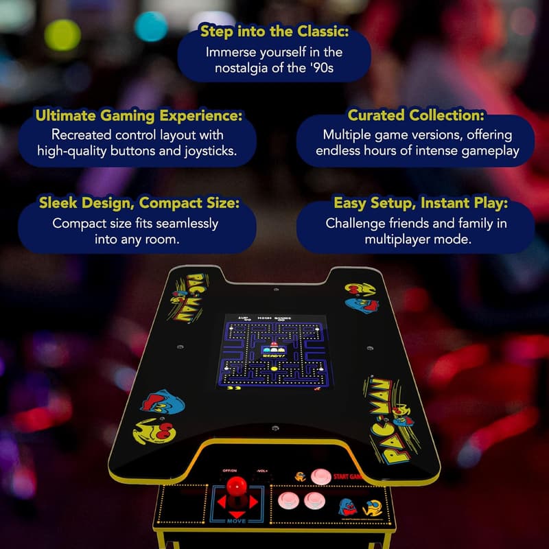 Arcade1Up Black Series Pac-Man Arcade Table with 12 Classic Games
