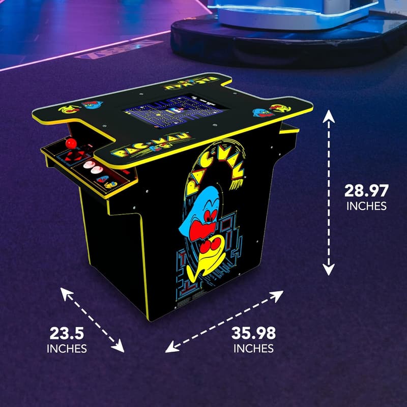 Arcade1Up Black Series Pac-Man Arcade Table with 12 Classic Games