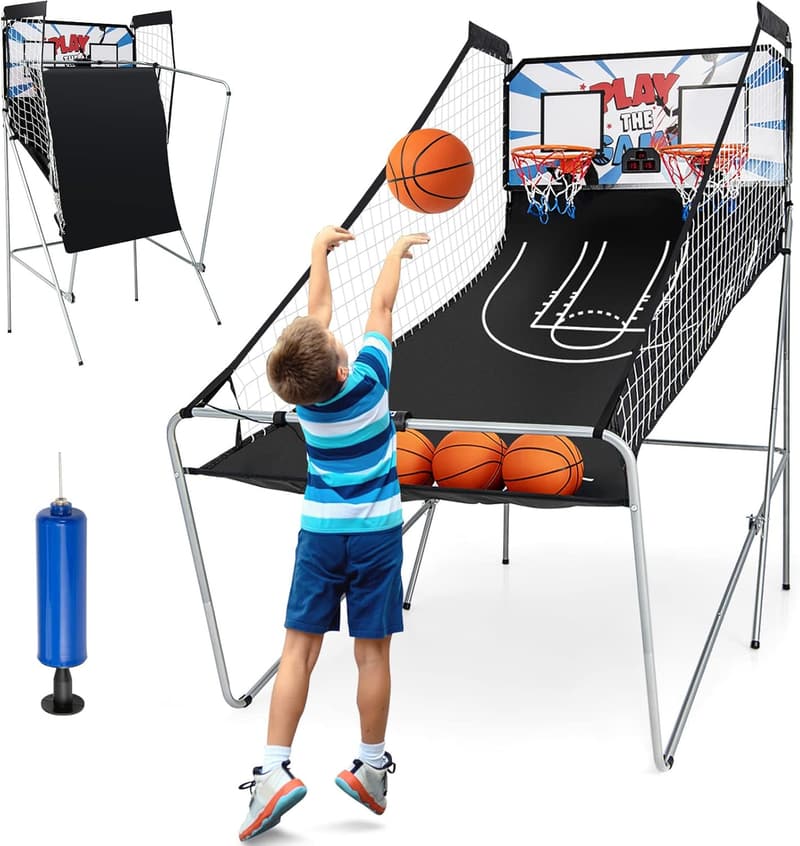 Foldable Basketball Arcade Game with Electronic Scoring for Kids & Adults