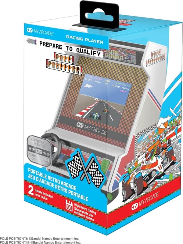 Retro Mini Arcade Racing Console with 2 Games & Real Controls