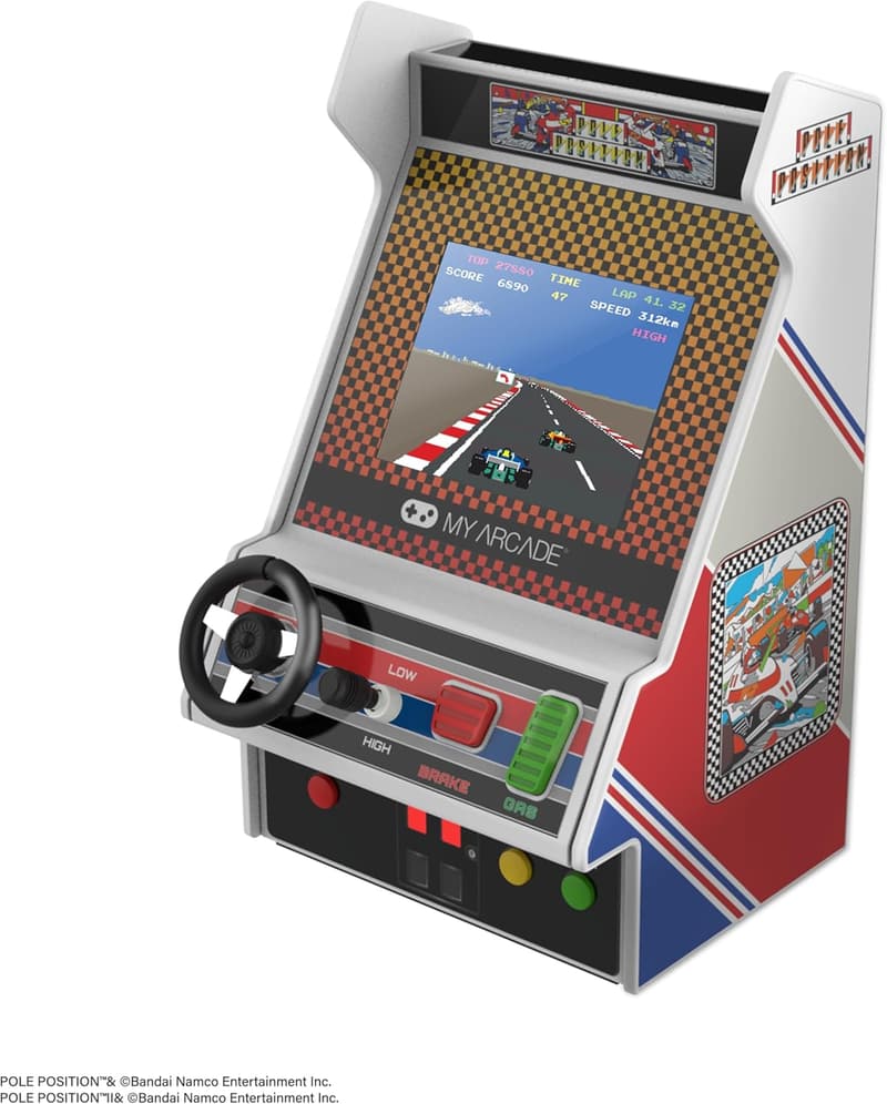 Retro Mini Arcade Racing Console with 2 Games & Real Controls