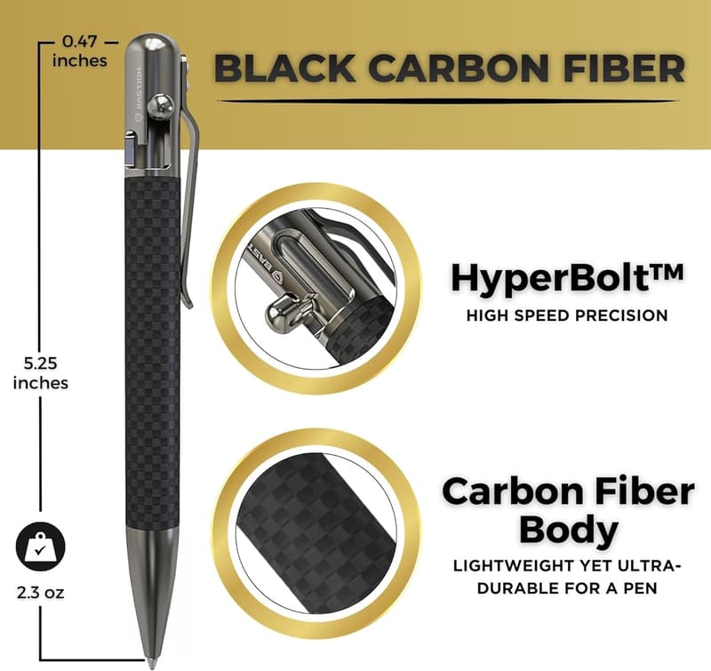 Luxury Carbon Fiber Bolt Action Pen - Stainless Steel, Professional Gift