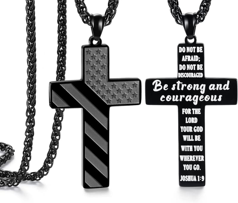 American Flag Cross Necklace for Men - Perfect Gift for Birthdays