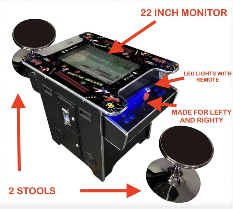 Commercial Grade 2-Player Cocktail Arcade Machine with 412 Games