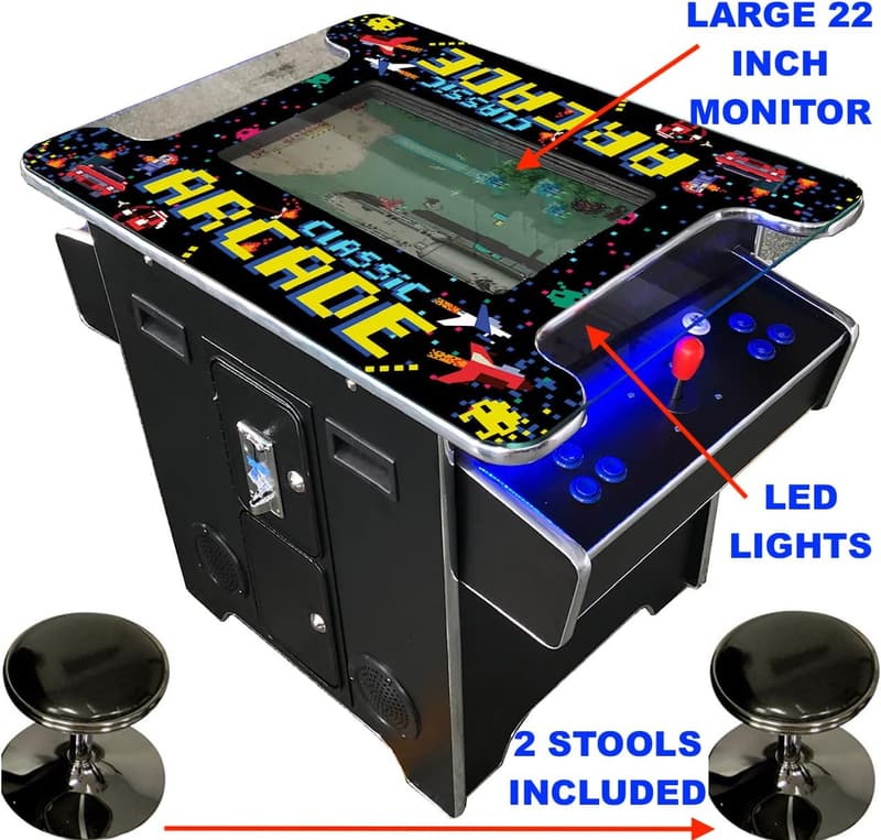 Commercial Grade 2-Player Cocktail Arcade Machine with 412 Games