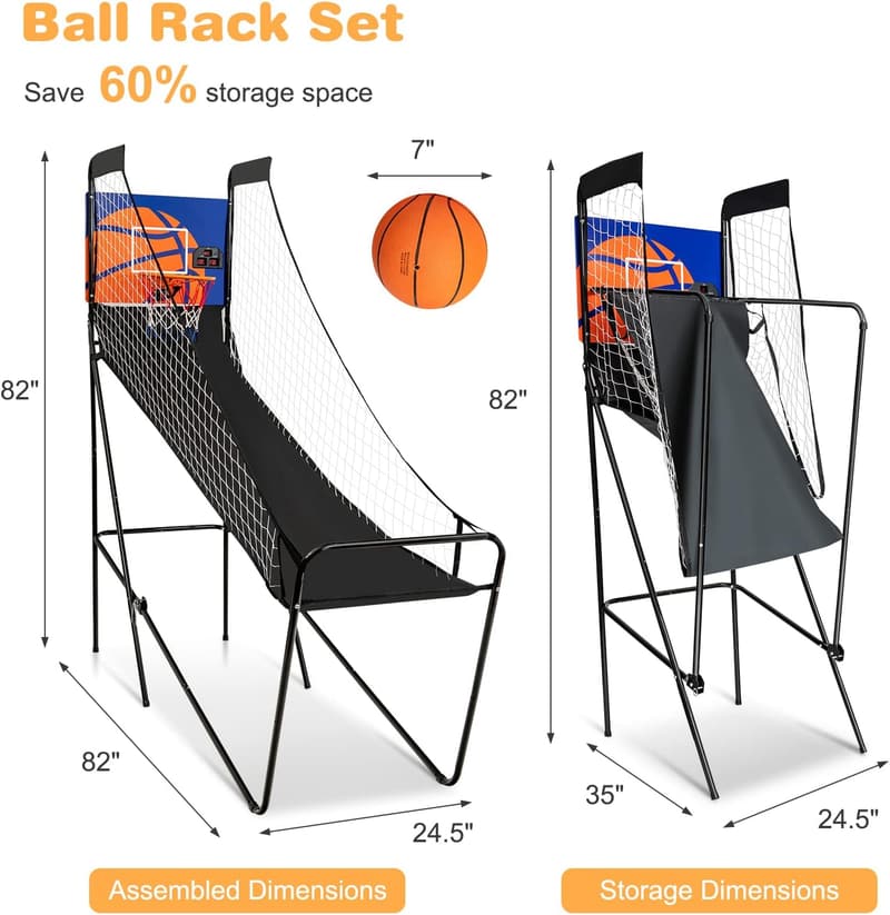 Indoor Foldable Electronic Basketball Game with Scorer and Buzzer