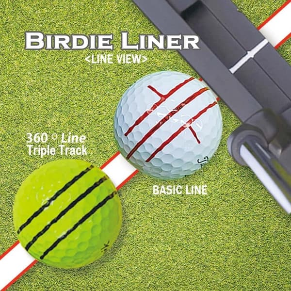 Natural Golf Ball Marker with 360° Triple-Line Stencil Set