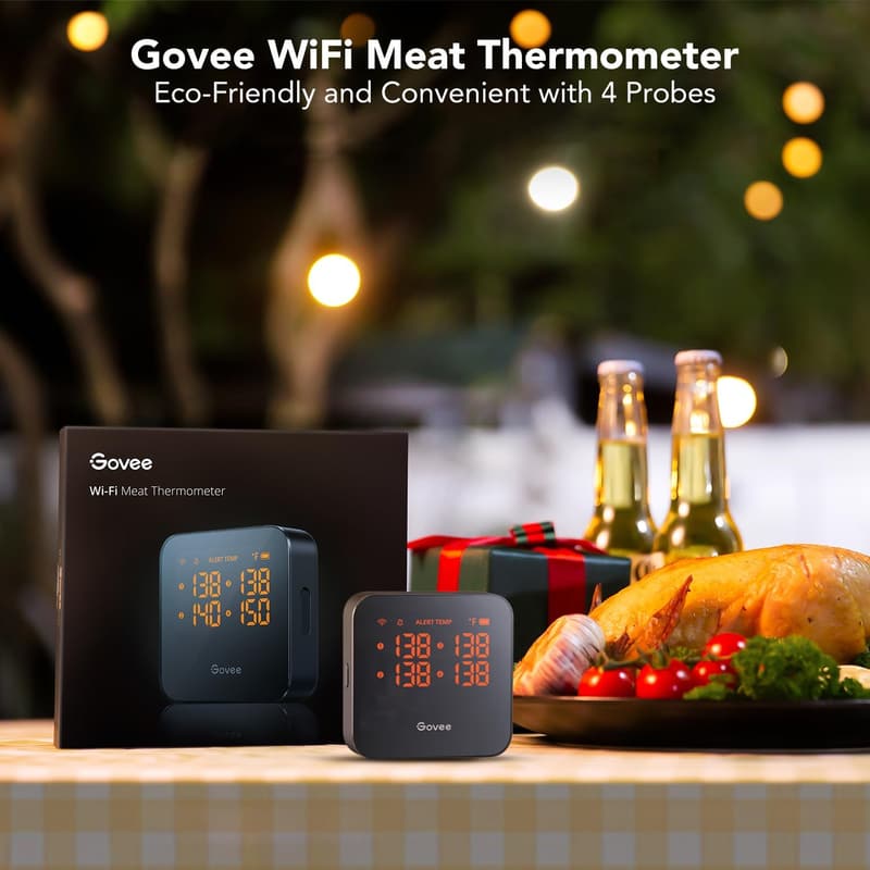 Smart WiFi Meat Thermometer with 4 Probes for BBQ & Grill