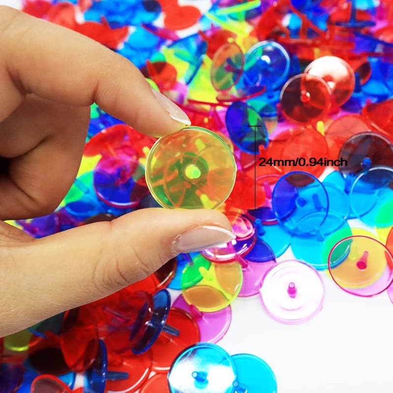 Bulk Golf Ball Markers - 25mm Multicolor Transparent Plastic (50/100/150 pcs)