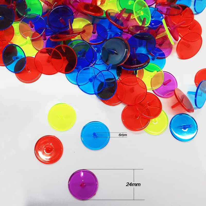 Bulk Golf Ball Markers - 25mm Multicolor Transparent Plastic (50/100/150 pcs)