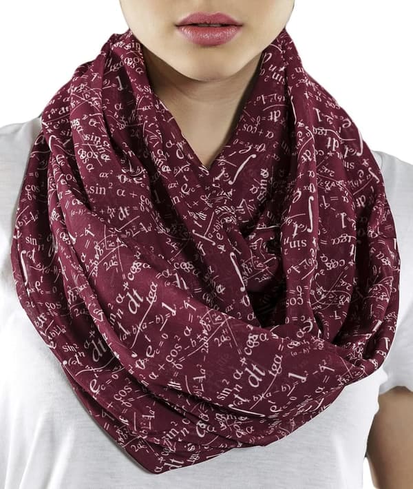 Claret Red Infinity Scarf for Math Lovers