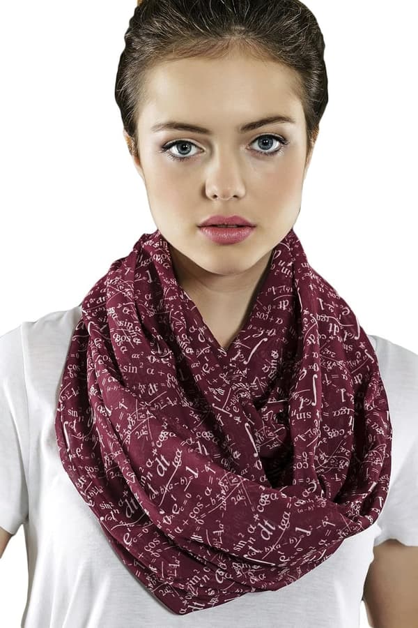 Claret Red Infinity Scarf for Math Lovers