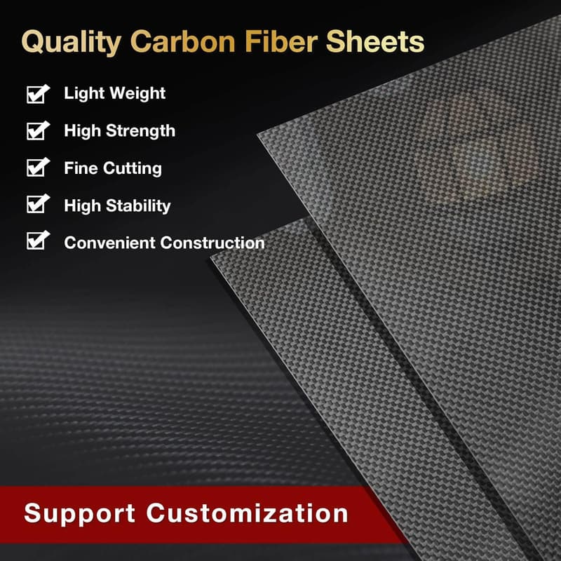 3K Twill Weave Carbon Fiber Sheet, 1.5mm Thickness