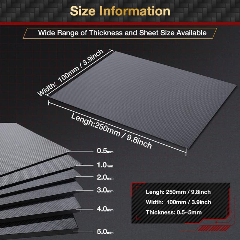 3K Twill Weave Carbon Fiber Sheet, 1.5mm Thickness