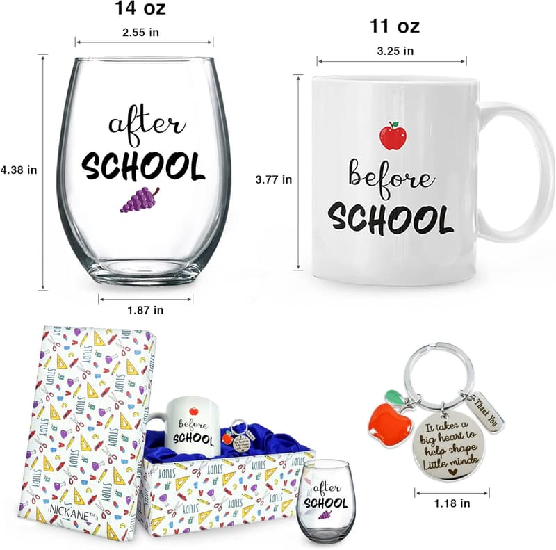 Funny Teacher Appreciation Mug & Glass Set for Back to School