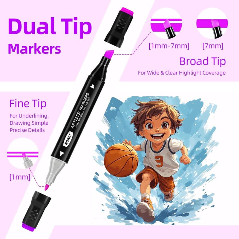 48-Color Dual Tip Alcohol Art Markers for Illustration & Card Making