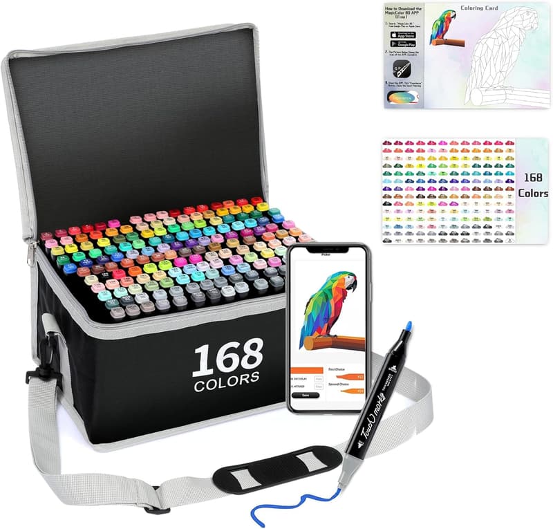 Alcohol-Based Art Markers Set with 170 Colors for Artists