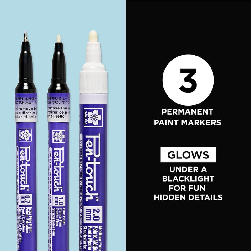 UV Pen-Touch Paint Markers - Assorted Tip Sizes, 3 Pack