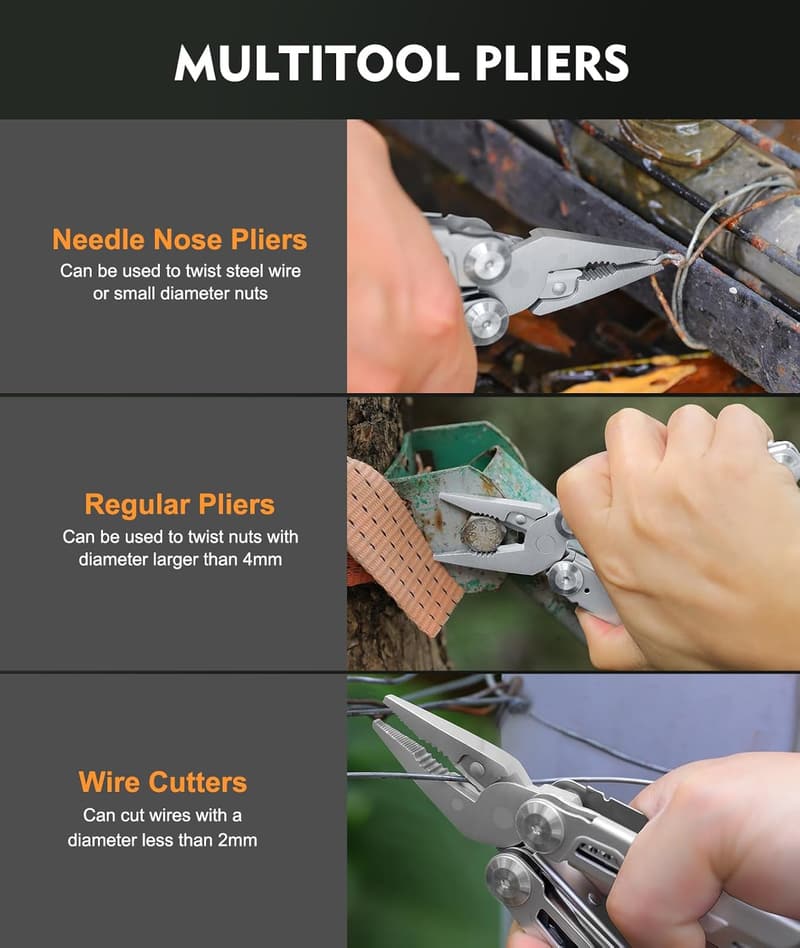 14-in-1 Stainless Steel Foldable Multitool for Camping & EDC