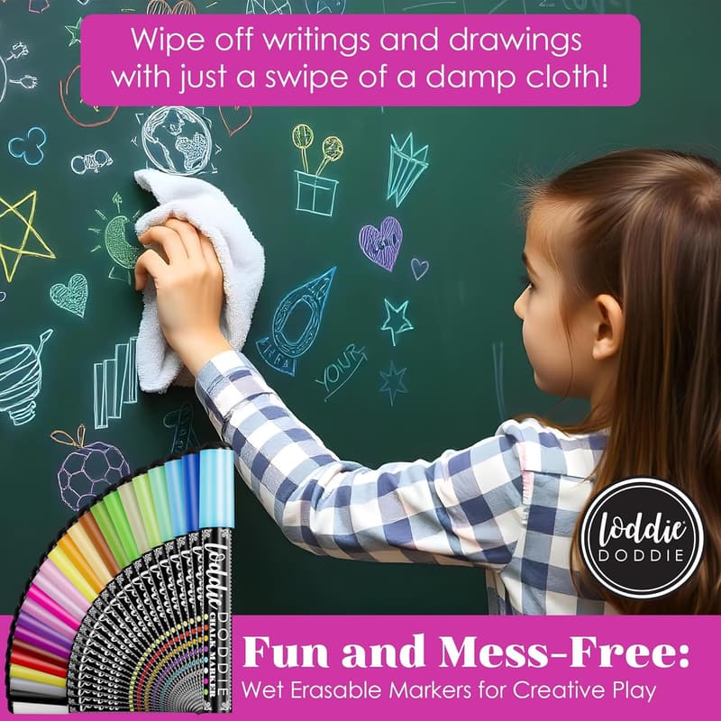 Liquid Chalk Markers (24-Pack) - Dust-Free Erasable Pens