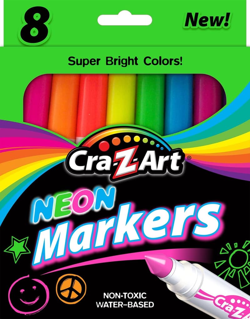 Neon Broadline Markers, 8 Count - Art Supplies for Kids
