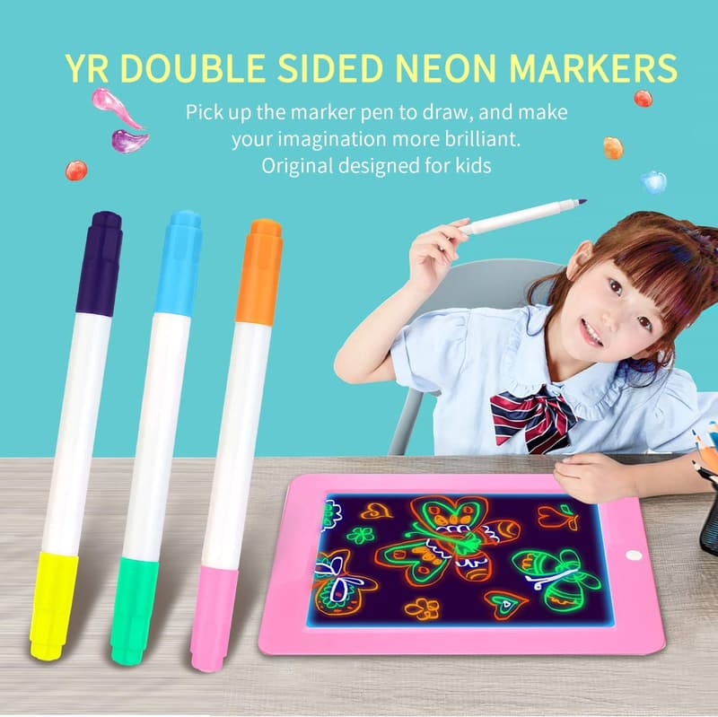 Dual-Sided Neon Markers for LED Boards - 12 Pack