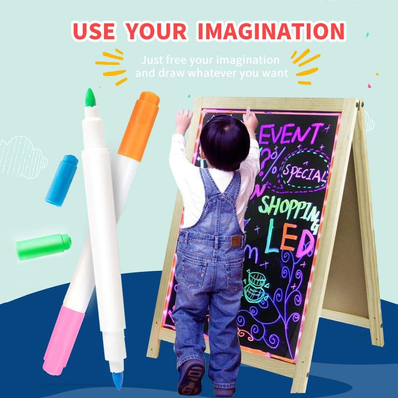 Dual-Sided Neon Markers for LED Boards - 12 Pack