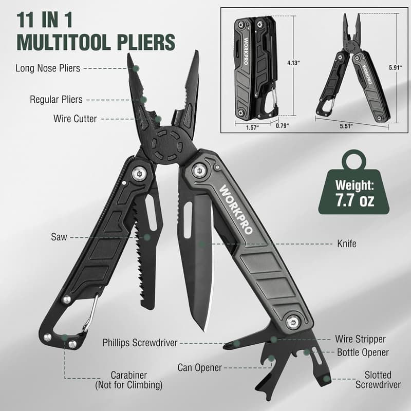 EDC 11-in-1 Multitool Pliers with Pocket Clip and Sheath