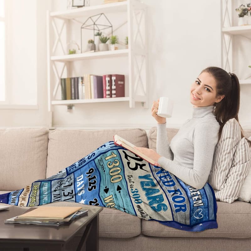 25th Birthday Blanket Gift for Women & Men, 60