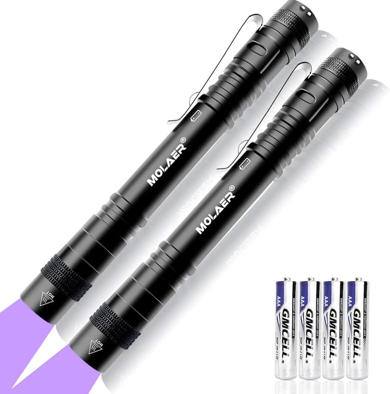 395nm UV Black Light Flashlight 2-Pack for Detection and Inspection