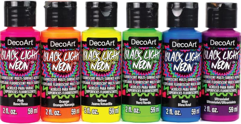 DecoArt Americana Black Light Neon Acrylic Paint Set, 6 Colors
