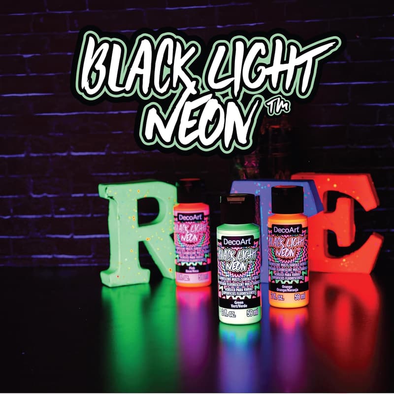 DecoArt Americana Black Light Neon Acrylic Paint Set, 6 Colors