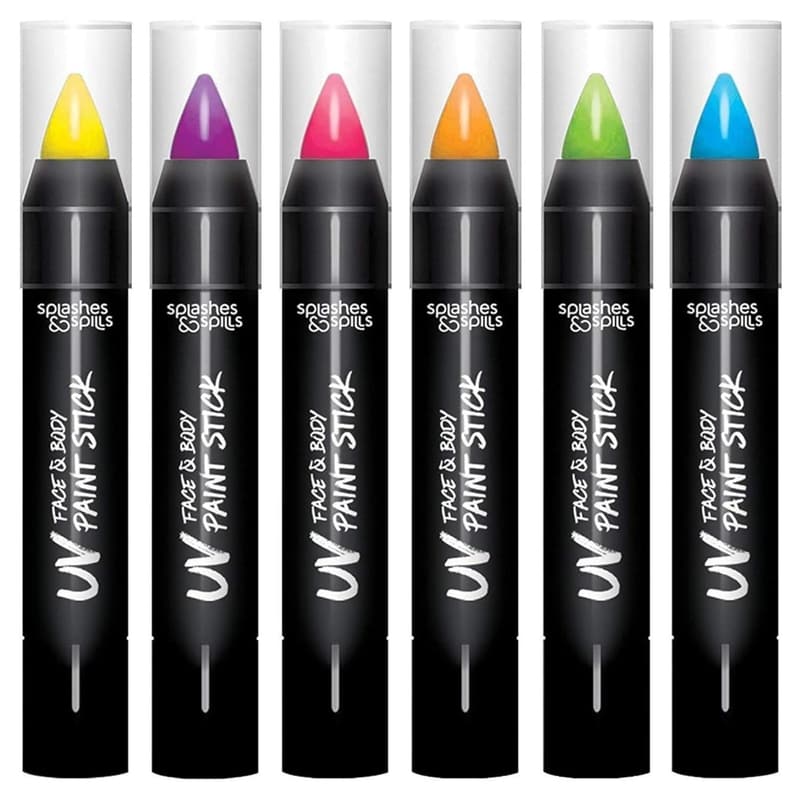 UV Face & Body Paint Sticks for Costumes & Cosplay (6 Colors)
