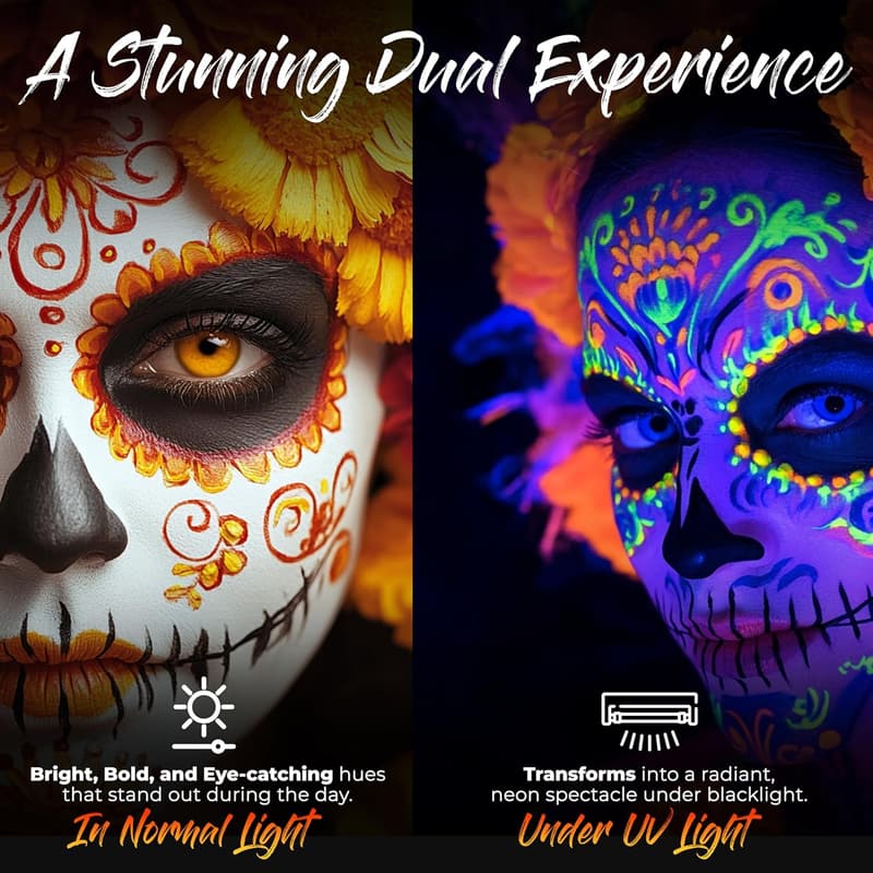 UV Face & Body Paint Sticks for Costumes & Cosplay (6 Colors)