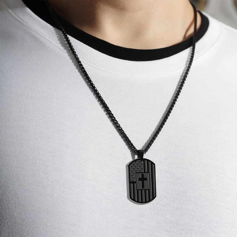 Christian Dog Tag Necklace for Men - Graduation & Father's Day Gift