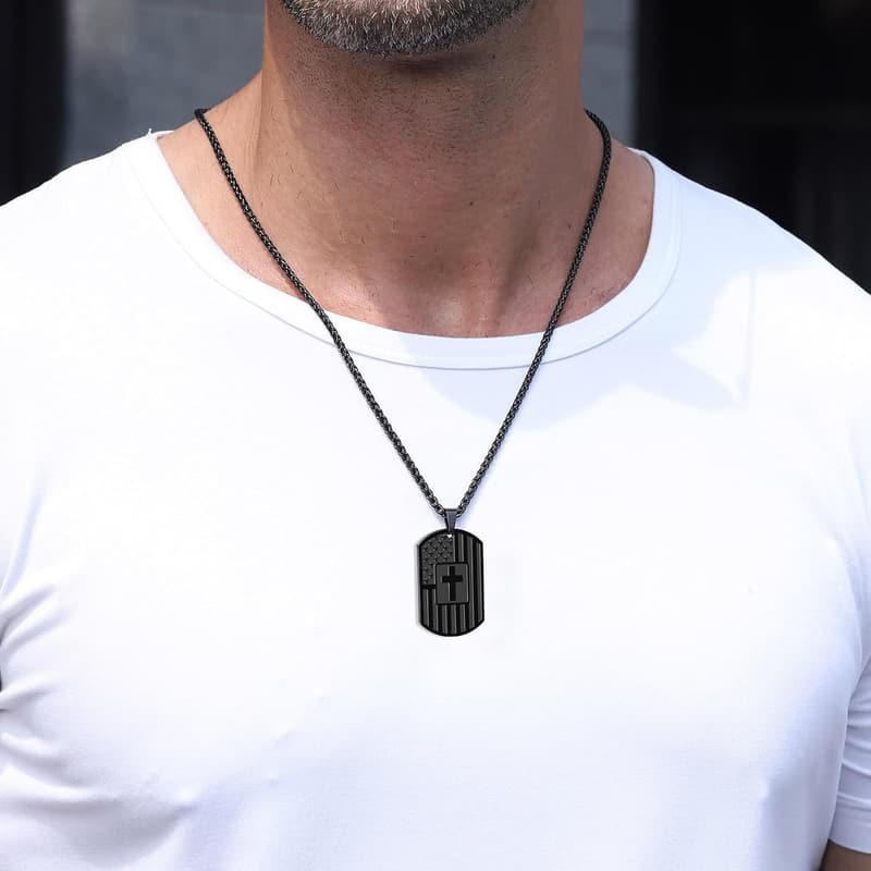 Christian Dog Tag Necklace for Men - Graduation & Father's Day Gift