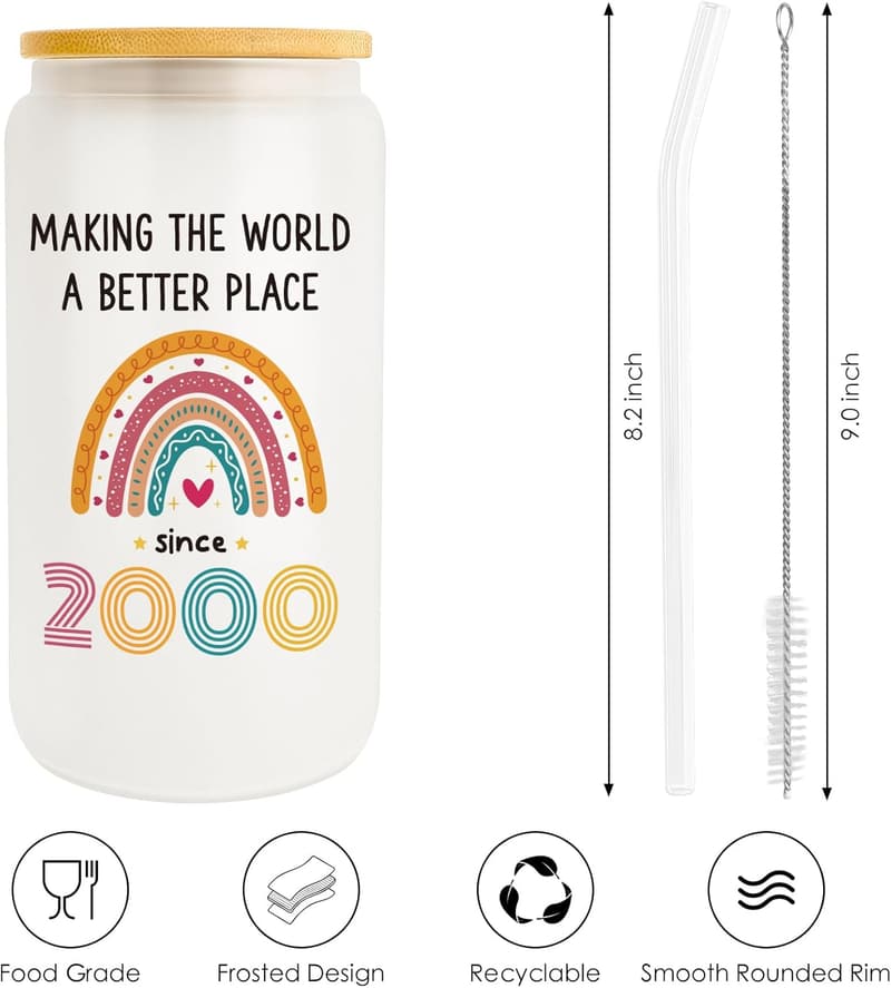 25th Birthday Glass Cup for Women - 16oz Gift