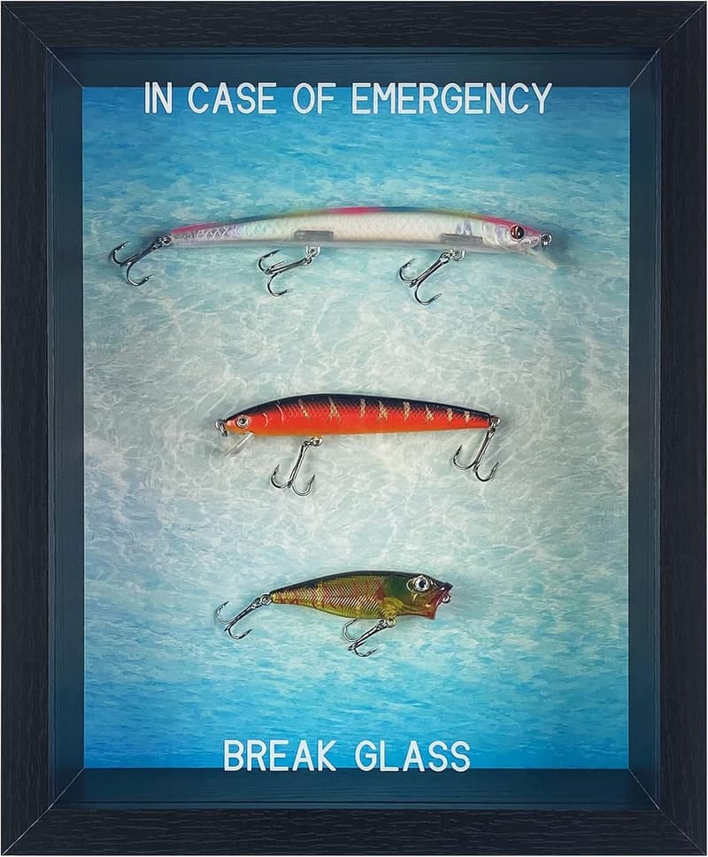 Emergency Glass Break Humor Wall Art for Fishing Lovers