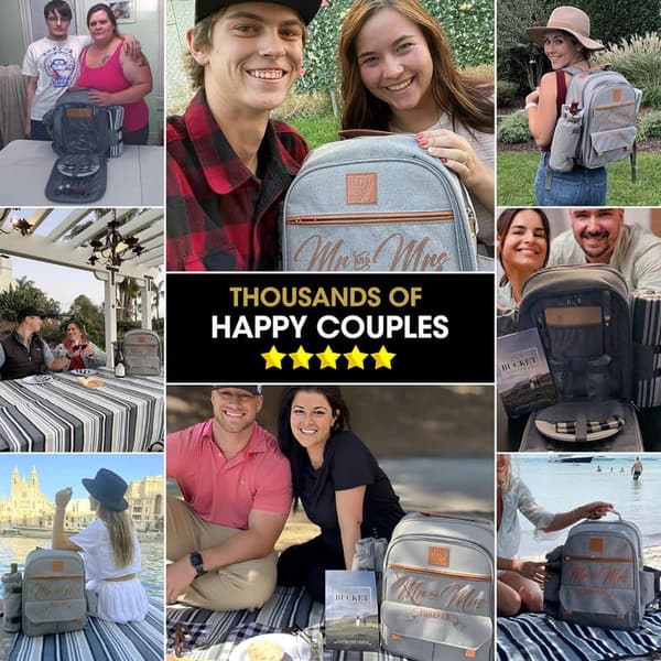 Wedding Gifts: Mr and Mrs Insulated Picnic Backpack for 2