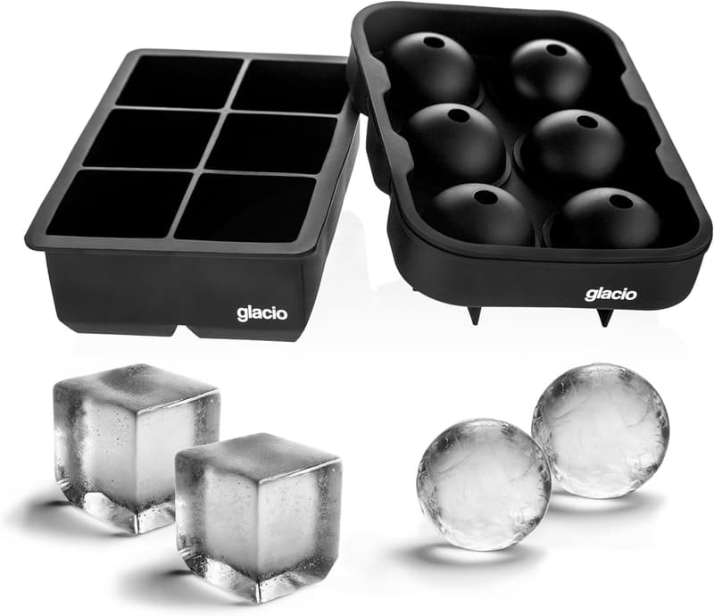 Large Silicone Ice Cube Trays for Whiskey Cocktails – Set of 2