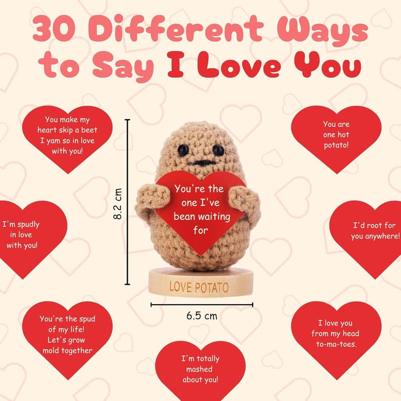Mother's Day Positive Potato Crochet Doll with 30 Love Notes