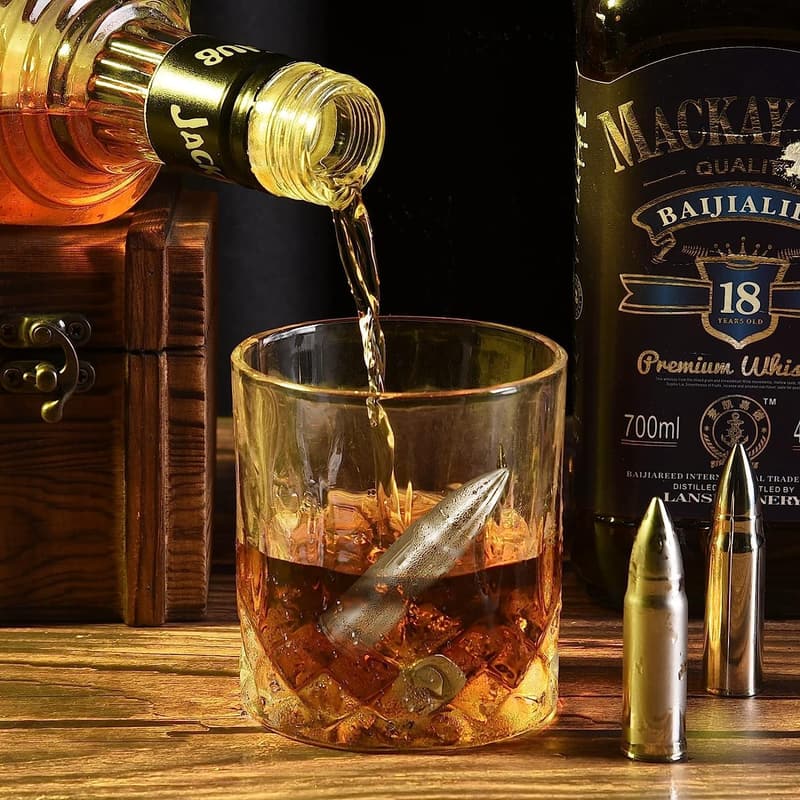 Father's Day Whiskey Stones Gift Set with 6 Reusable Ice Cubes