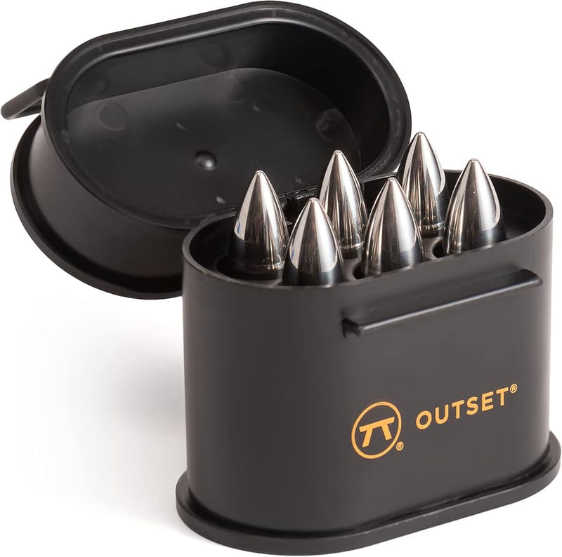 Stainless Steel Whiskey Stone Set with Case - 6 Ammo Shapes