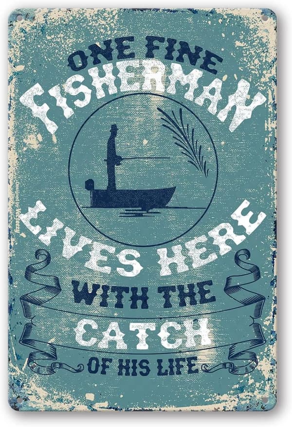 Vintage Fishing Tin Sign for Men – 