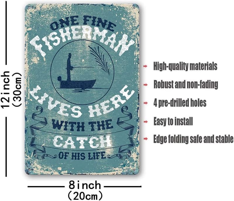 Vintage Fishing Tin Sign for Men – 
