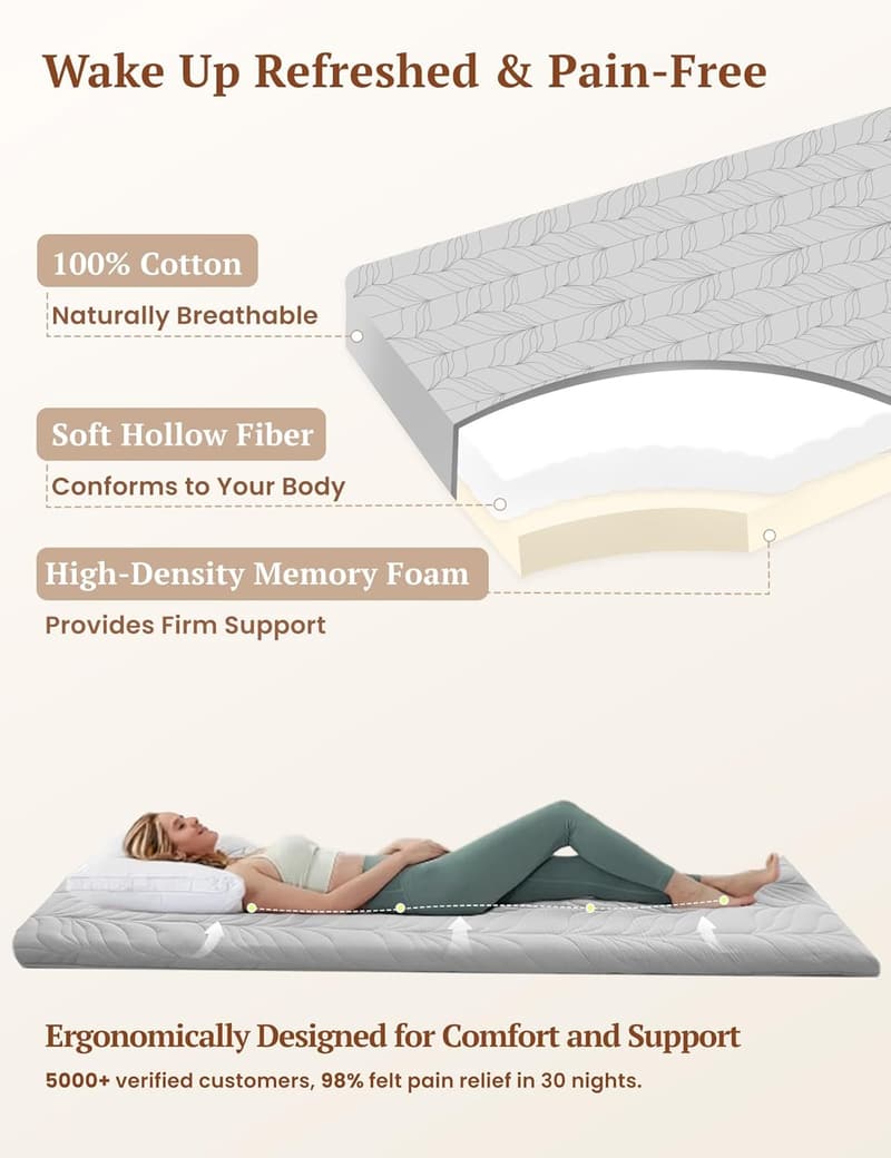 Full Size Portable Japanese Futon Mattress with Cotton Cover