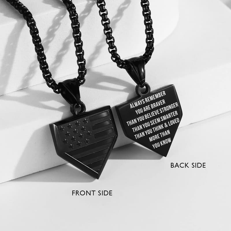 Personalized USA Flag Baseball Pendant Necklace for Men